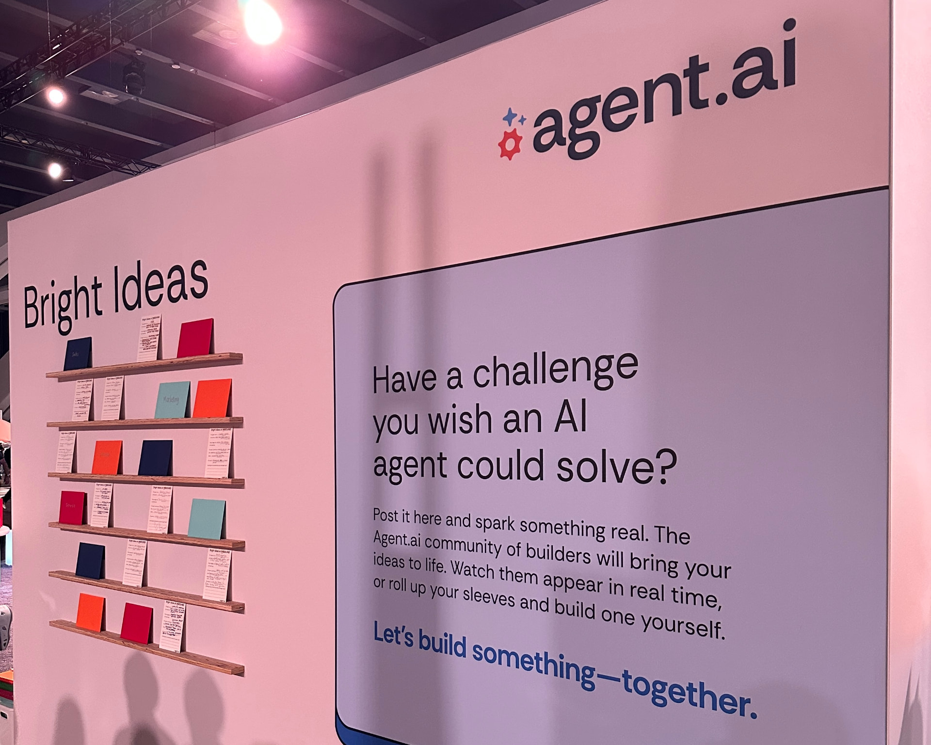 Bright Ideas idea wall at the Agent.ai booth at INBOUND 2025